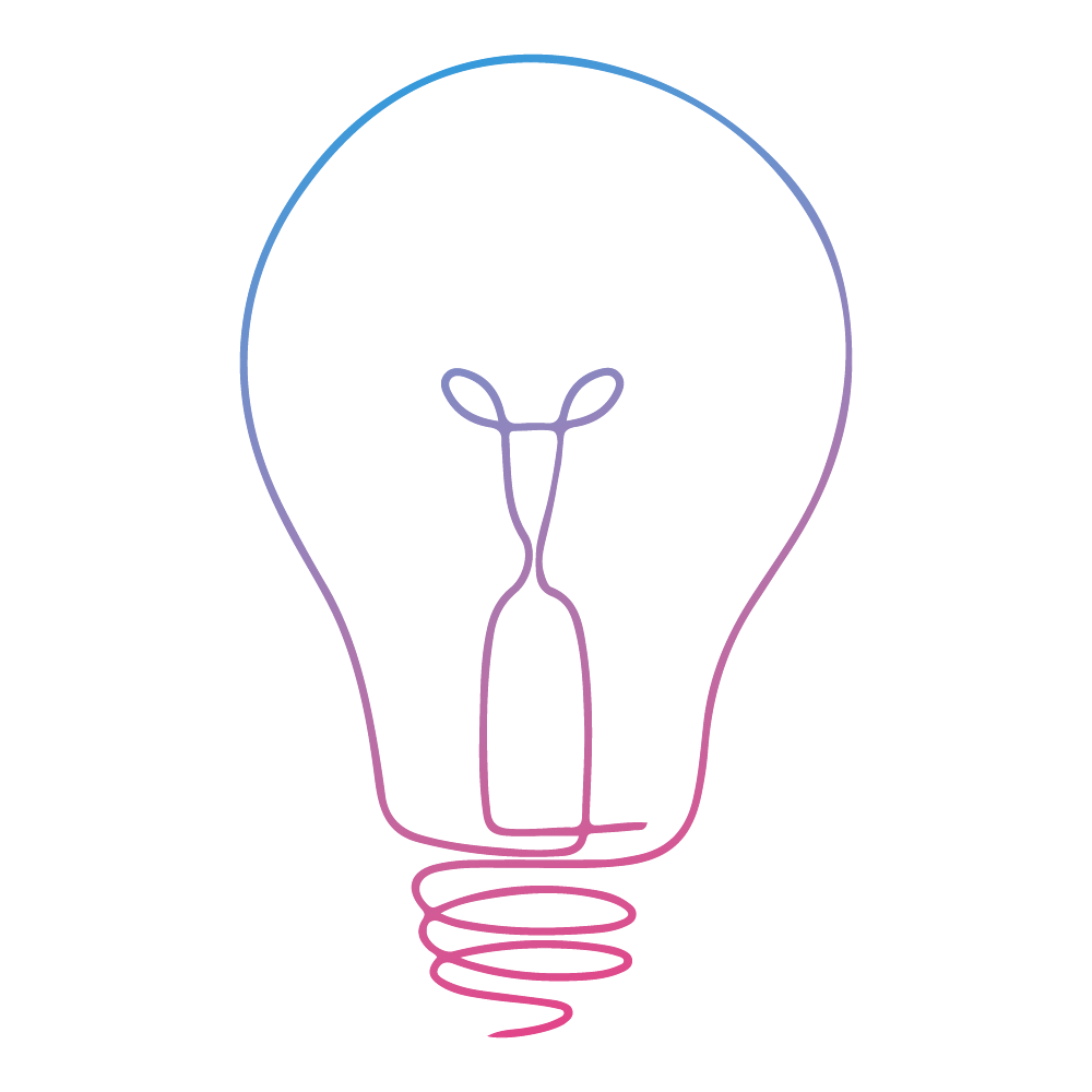 Outline of lightblub. MSInsight colors of blue and pink gradient